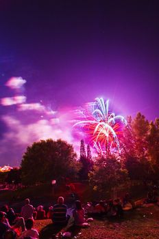 Very beautiful firework in to the sky of Pamplona/ Spain in celebrating