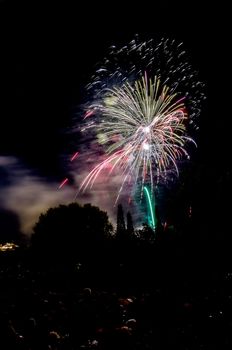 Very beautiful firework in to the sky of Pamplona/ Spain in celebrating