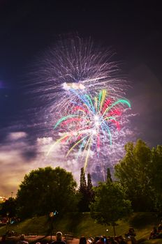 Very beautiful firework in to the sky of Pamplona/ Spain in celebrating