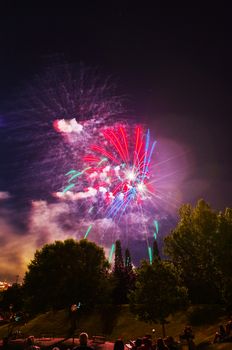 Very beautiful firework in to the sky of Pamplona/ Spain in celebrating