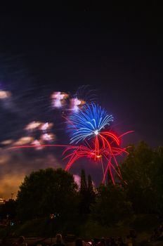 Very beautiful firework in to the sky of Pamplona/ Spain in celebrating