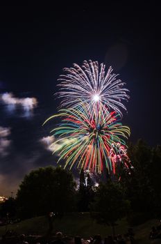 Very beautiful firework in to the sky of Pamplona/ Spain in celebrating