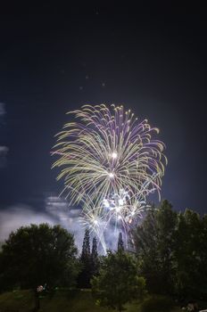 Very beautiful firework in to the sky of Pamplona/ Spain in celebrating