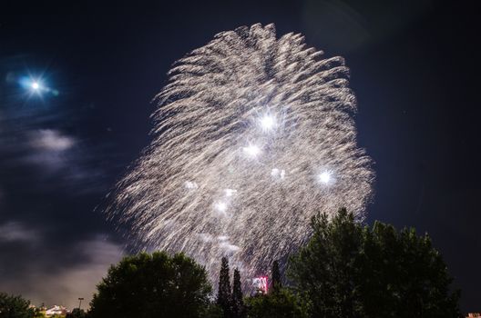 Very beautiful firework in to the sky of Pamplona/ Spain in celebrating