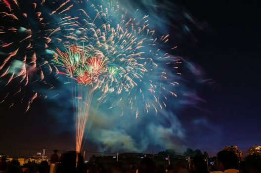 Very beautiful firework in to the sky of Pamplona/ Spain in celebrating