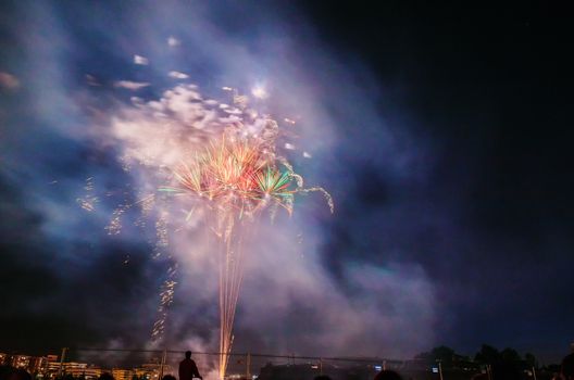 Very beautiful firework in to the sky of Pamplona/ Spain in celebrating