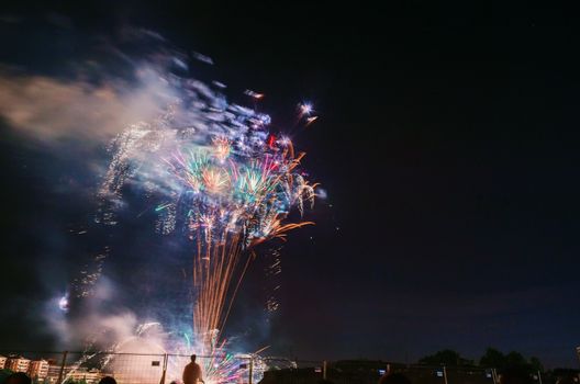 Very beautiful firework in to the sky of Pamplona/ Spain in celebrating