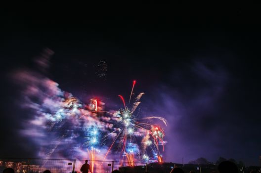 Very beautiful firework in to the sky of Pamplona/ Spain in celebrating