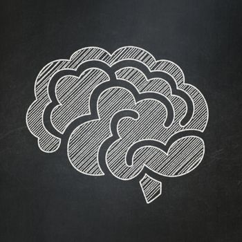 Medicine concept: Brain icon on Black chalkboard background