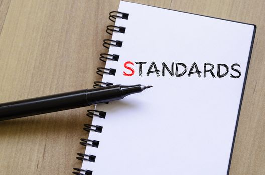 Standards text concept write on notebook