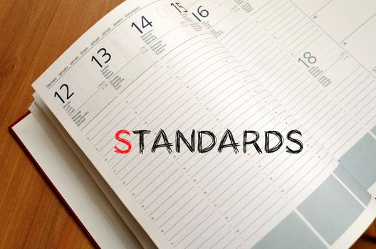 Standards text concept write on notebook