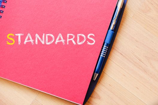 Standards text concept write on notebook