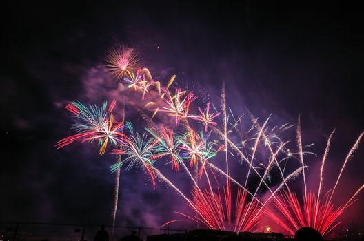 Very beautiful firework in to the sky of Pamplona/ Spain in celebrating