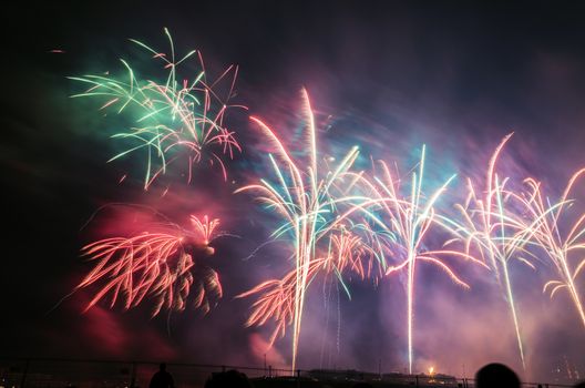 Very beautiful firework in to the sky of Pamplona/ Spain in celebrating