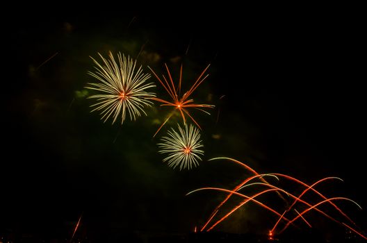 Very beautiful firework in to the sky of Pamplona/ Spain in celebrating