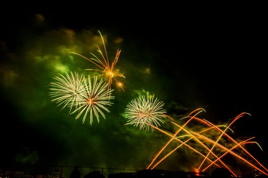 Very beautiful firework in to the sky of Pamplona/ Spain in celebrating