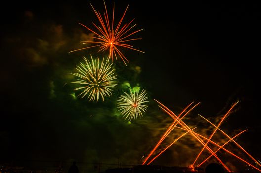 Very beautiful firework in to the sky of Pamplona/ Spain in celebrating