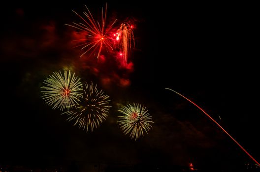 Very beautiful firework in to the sky of Pamplona/ Spain in celebrating