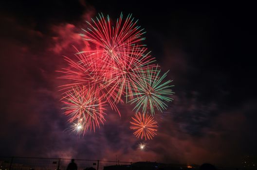 Very beautiful firework in to the sky of Pamplona/ Spain in celebrating