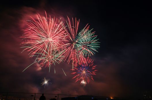 Very beautiful firework in to the sky of Pamplona/ Spain in celebrating