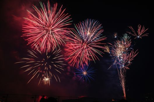 Very beautiful firework in to the sky of Pamplona/ Spain in celebrating