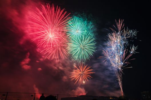 Very beautiful firework in to the sky of Pamplona/ Spain in celebrating