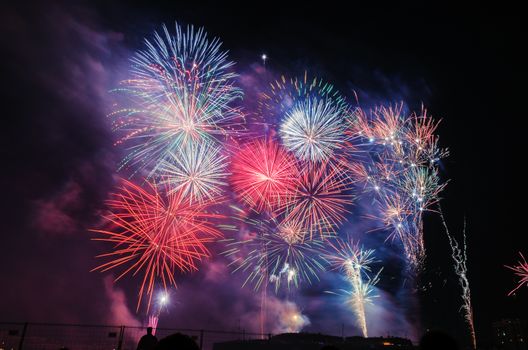 Very beautiful firework in to the sky of Pamplona/ Spain in celebrating