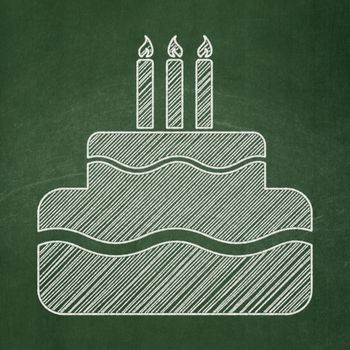 Entertainment, concept: Cake icon on Green chalkboard background