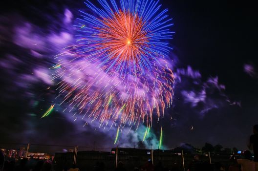 Very beautiful firework in to the sky of Pamplona/ Spain in celebrating