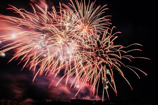 Very beautiful firework in to the sky of Pamplona/ Spain in celebrating