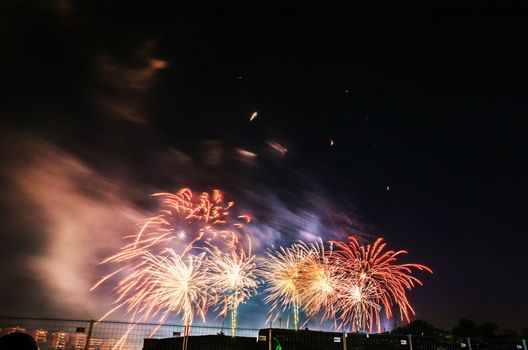 Very beautiful firework in to the sky of Pamplona/ Spain in celebrating