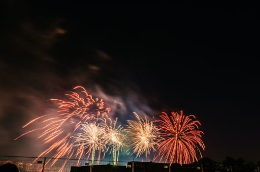 Very beautiful firework in to the sky of Pamplona/ Spain in celebrating