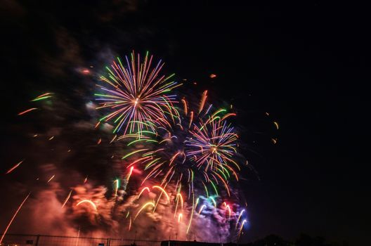 Very beautiful firework in to the sky of Pamplona/ Spain in celebrating