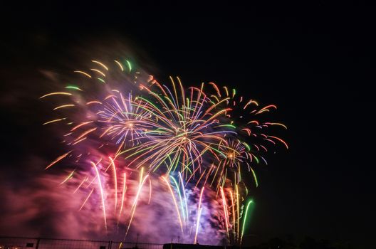 Very beautiful firework in to the sky of Pamplona/ Spain in celebrating