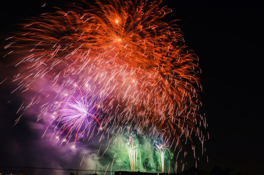 Very beautiful firework in to the sky of Pamplona/ Spain in celebrating