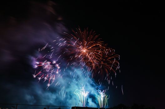 Very beautiful firework in to the sky of Pamplona/ Spain in celebrating