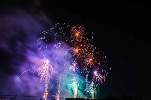 Very beautiful firework in to the sky of Pamplona/ Spain in celebrating