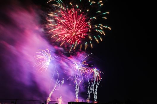 Very beautiful firework in to the sky of Pamplona/ Spain in celebrating