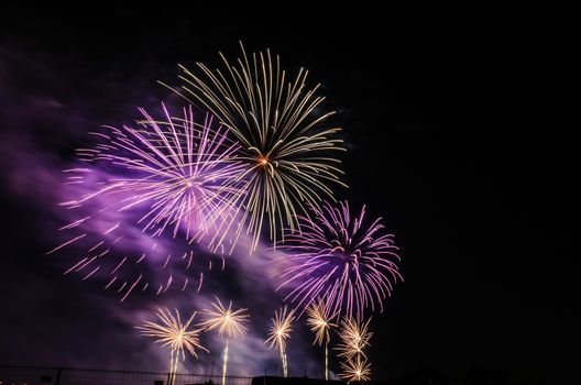 Very beautiful firework in to the sky of Pamplona/ Spain in celebrating