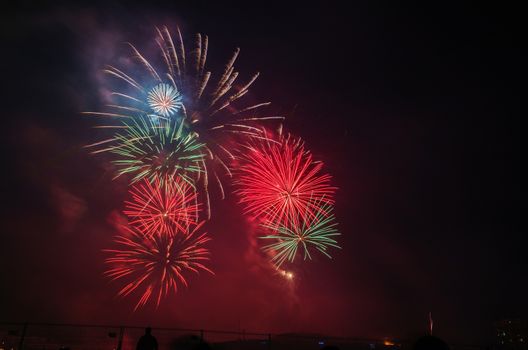 Very beautiful firework in to the sky of Pamplona/ Spain in celebrating