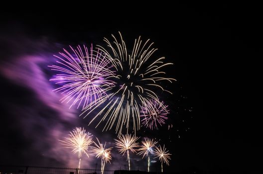 Very beautiful firework in to the sky of Pamplona/ Spain in celebrating