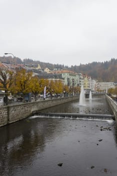 Views of Czech town Karlovy Vary in autumn.