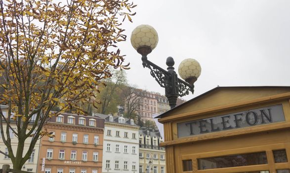 Views of Czech town Karlovy Vary in autumn.