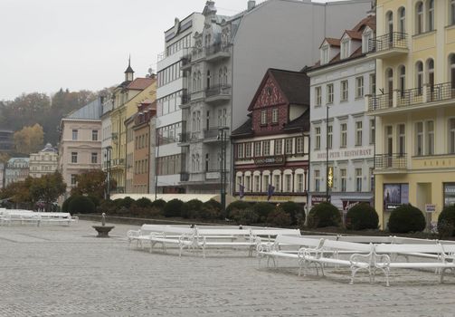 Views of Czech town Karlovy Vary in autumn.