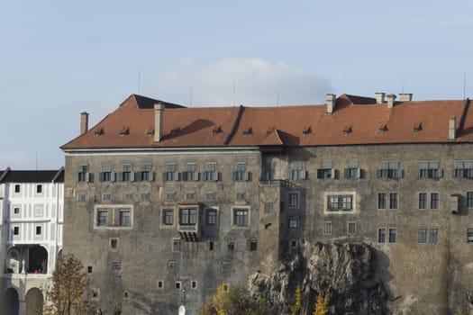 Views of famous Czech town Krumlov in autumn.