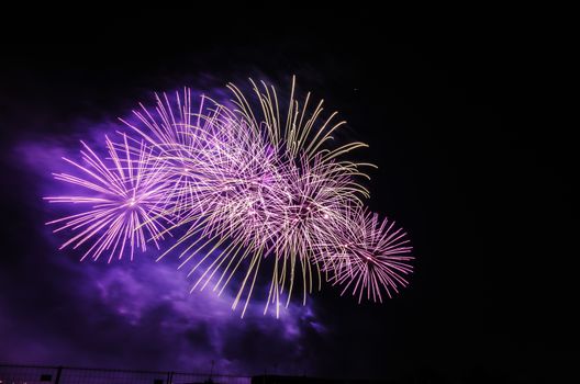 Very beautiful firework in to the sky of Pamplona/ Spain in celebrating