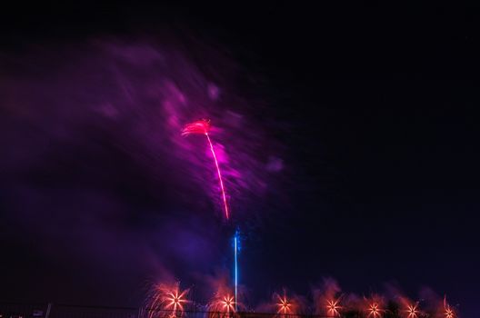 Very beautiful firework in to the sky of Pamplona/ Spain in celebrating