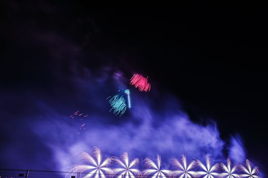 Very beautiful firework in to the sky of Pamplona/ Spain in celebrating