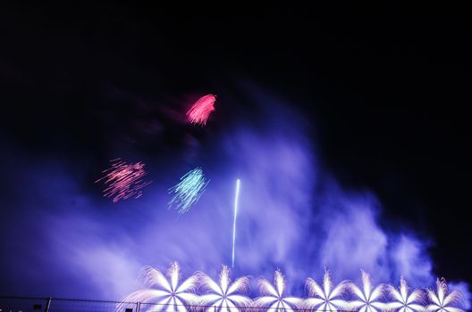 Very beautiful firework in to the sky of Pamplona/ Spain in celebrating