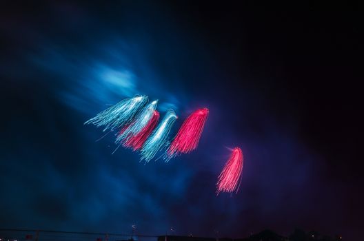 Very beautiful firework in to the sky of Pamplona/ Spain in celebrating